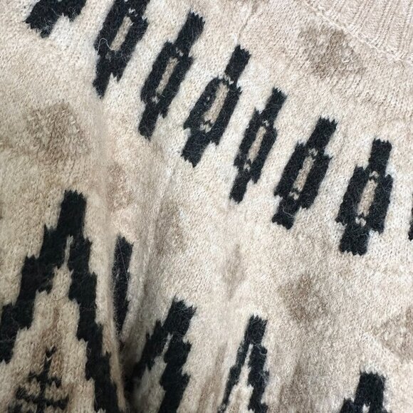 Lucky Brand Fair Isle Nordic Sweater Womens Size XL Beige Brown Blend Cabincore - Picture 2 of 8